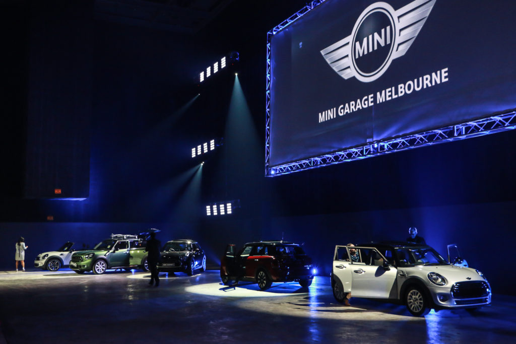 MINIs in front of the cinema screen - photo courtesy Porter Novelli