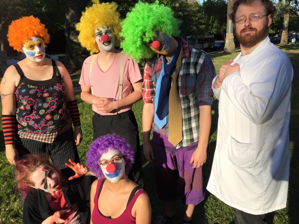 evil clowns and MC Ben McKenzie - photo courtesy PopUp Playground