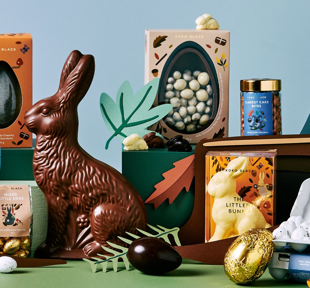 Chocolate Easter eggs and bunnies